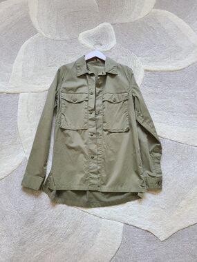 ACNE STUDIOS Masit Sat Green Button Down Shirt in Khaki Green - Size Small